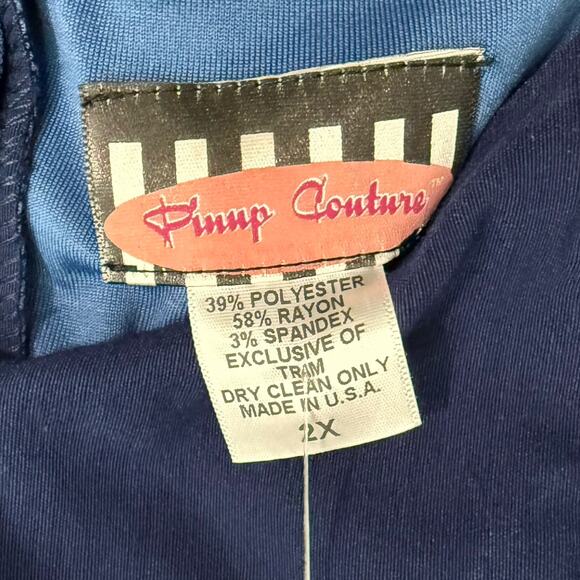 Pinup Couture Navy Blue Red Trim Belted Retro Wiggle Pencil Dress sz 2X / L NEW - Picture 9 of 12